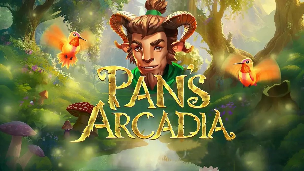 Cenário místico e encantador do slot Pan’s Arcadia com elementos da mitologia grega